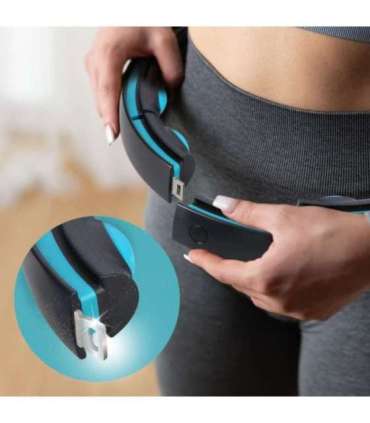 Набор: магнитный хула-хуп чёрный/бирюзовый HHM17 с утяжелителем + счётчик HMS + поясная опора BR163 (красный)