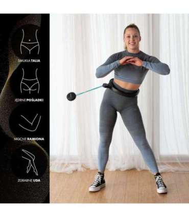 Набор: магнитный хула-хуп чёрный/бирюзовый HHM17 с утяжелителем + счётчик HMS + поясная опора BR163 (красный)