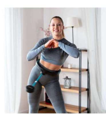 Набор: магнитный хула-хуп чёрный/бирюзовый HHM17 с утяжелителем + счётчик HMS + поясная опора BR163 (красный)