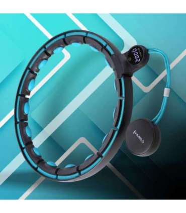 Набор: магнитный хула-хуп чёрный/бирюзовый HHM17 с утяжелителем + счётчик HMS + поясная опора BR163 (красный)