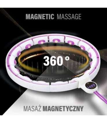 Магнитный набор хула-хуп HHM17 (белый/фиолетовый) с утяжелителем + счётчиком HMS + поясной опорой BR163 (красный)