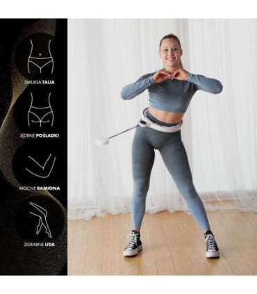 Магнитный набор хула-хуп HHM17 (белый/фиолетовый) с утяжелителем + счётчиком HMS + поясной опорой BR163 (красный)