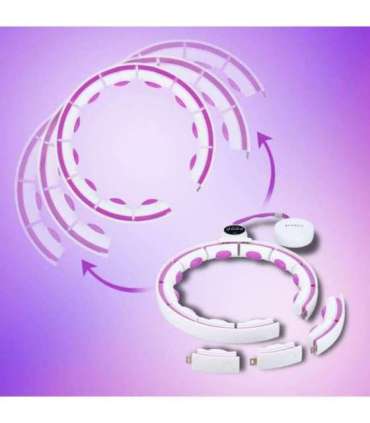 Магнитный набор хула-хуп HHM17 (белый/фиолетовый) с утяжелителем + счётчиком HMS + поясной опорой BR163 (красный)