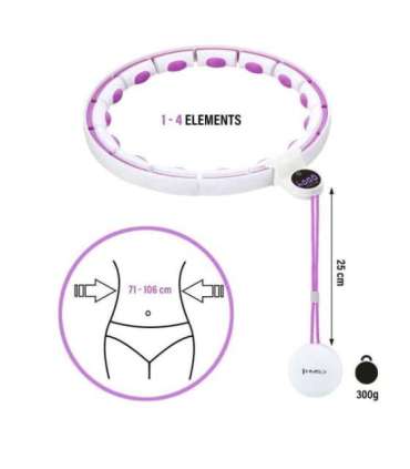Магнитный набор хула-хуп HHM17 (белый/фиолетовый) с утяжелителем + счётчиком HMS + поясной опорой BR163 (красный)