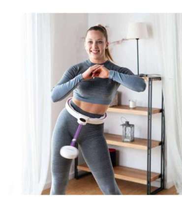 Магнитный набор хула-хуп HHM17 (белый/фиолетовый) с утяжелителем + счётчиком HMS + поясной опорой BR163 (красный)