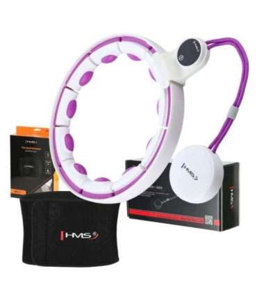 Магнитный набор хула-хуп HHM17 (белый/фиолетовый) с утяжелителем + счётчиком HMS + поясной опорой BR163 (красный)