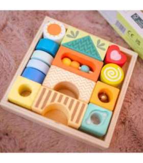 CLASSIC WORLD puidust sensoorsed klotsid, 7 funktsiooni, multifunktsionaalne pusle, kujundid, heli, MONTESSORI, 14 tk.