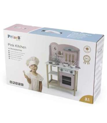 VIGA PolarB puidust köök koos aksessuaaridega, hõbe - roosa