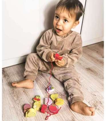 CLASSIC WORLD puidust nöörimishelmed - puuviljad, 13 tk