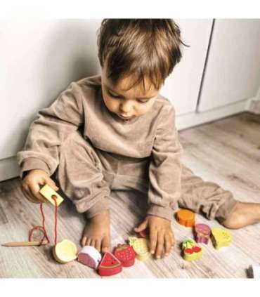 CLASSIC WORLD puidust nöörimishelmed - puuviljad, 13 tk