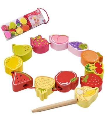 CLASSIC WORLD puidust nöörimishelmed - puuviljad, 13 tk