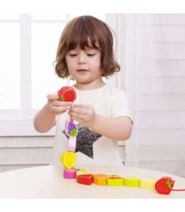 CLASSIC WORLD puidust nöörimishelmed - puuviljad, 13 tk