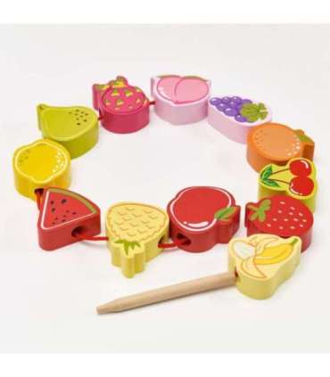 CLASSIC WORLD puidust nöörimishelmed - puuviljad, 13 tk