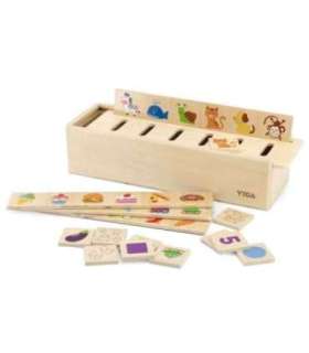 VIGA puidust hariv sorteerimismäng — loomad, puuviljad, köögiviljad (Montessori)