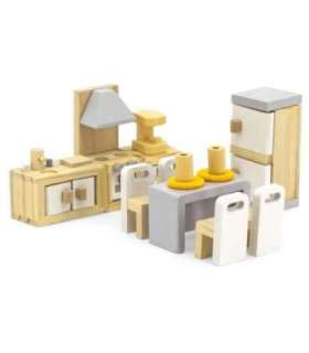 VIGA PolarB Zestaw Mebelków do Domku dla Lalek Kuchnia Jadalnia