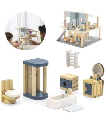 VIGA PolarB Zestaw Mebelków do Domku dla Lalek  Łazienka