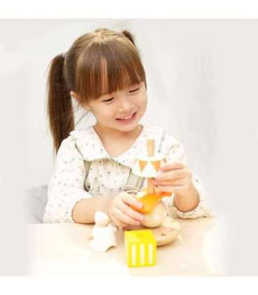 CLASSIC WORLD puidust virnastatav püramiid-pusle klotsidega — tasakaalustuv rõõmus kloun