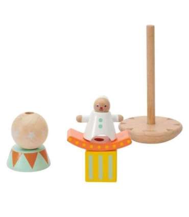 CLASSIC WORLD puidust virnastatav püramiid-pusle klotsidega — tasakaalustuv rõõmus kloun