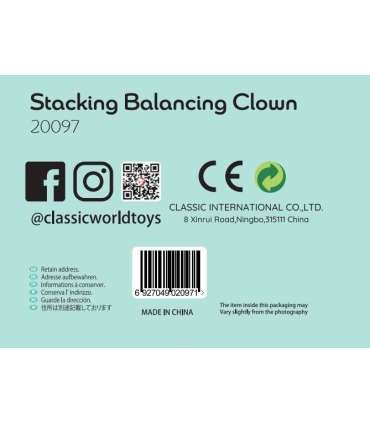 CLASSIC WORLD puidust virnastatav püramiid-pusle klotsidega — tasakaalustuv rõõmus kloun