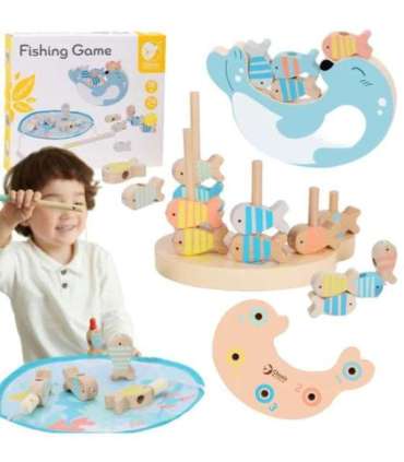 CLASSIC WORLD Puidust kalapüügimäng, komplekt: 2 õnge, 24 osa.