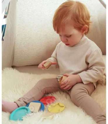 TOOKY TOY Деревянная пирамидка с фигурками (мишка), 11 деталей.