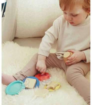 TOOKY TOY Деревянная пирамидка с фигурками (мишка), 11 деталей.