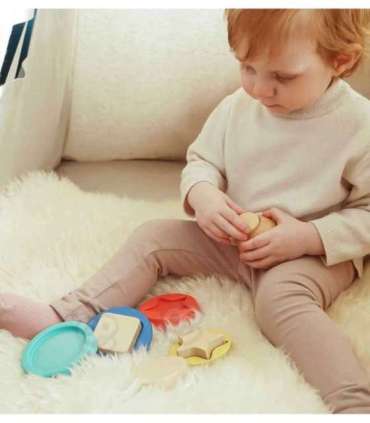 TOOKY TOY Деревянная пирамидка с фигурками (мишка), 11 деталей.