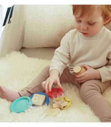 TOOKY TOY Деревянная пирамидка с фигурками (мишка), 11 деталей.