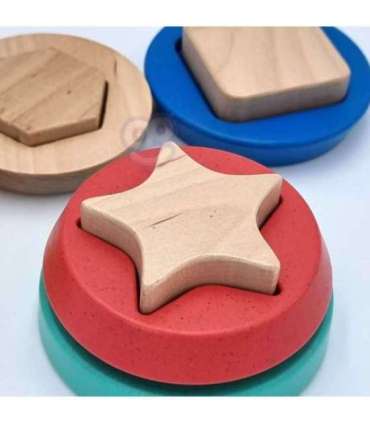 TOOKY TOY Деревянная пирамидка с фигурками (мишка), 11 деталей.