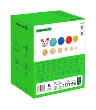 TOOKY TOY Деревянная пирамидка с фигурками (мишка), 11 деталей.