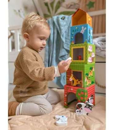 WOOPIE GREEN talu puslekuubikud karpides + 10-osaline figuurikomplekt