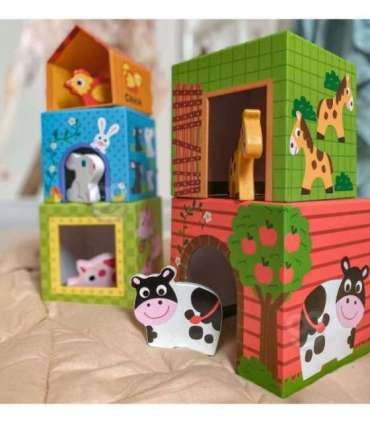 WOOPIE GREEN talu puslekuubikud karpides + 10-osaline figuurikomplekt