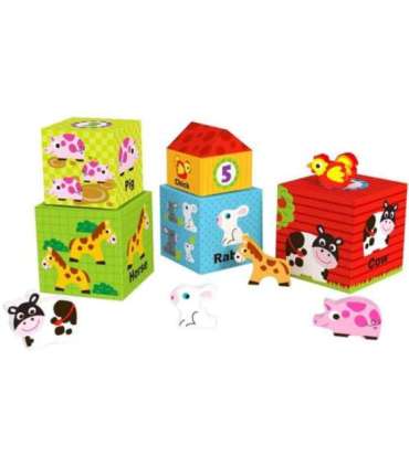 WOOPIE GREEN talu puslekuubikud karpides + 10-osaline figuurikomplekt