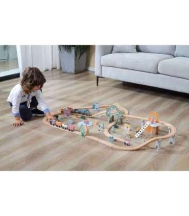 VIGA PolarB деревянный железнодорожный набор для детей — поезд и рельсы, 90 деталей