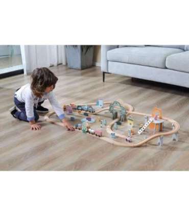 VIGA PolarB деревянный железнодорожный набор для детей — поезд и рельсы, 90 деталей