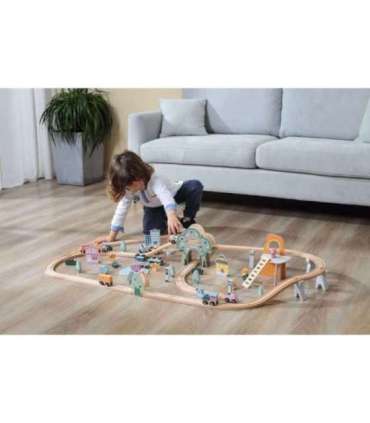 VIGA PolarB деревянный железнодорожный набор для детей — поезд и рельсы, 90 деталей