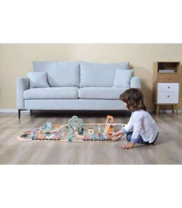 VIGA PolarB деревянный железнодорожный набор для детей — поезд и рельсы, 90 деталей