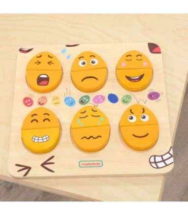 MASTERKIDZ emotsioonide õppelaud, puidust munad - Mis tuju? Montessori
