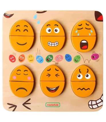 MASTERKIDZ emotsioonide õppelaud, puidust munad - Mis tuju? Montessori
