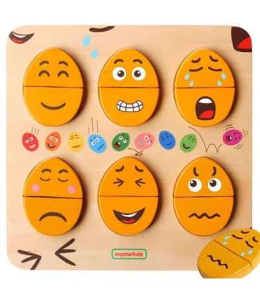 MASTERKIDZ emotsioonide õppelaud, puidust munad - Mis tuju? Montessori