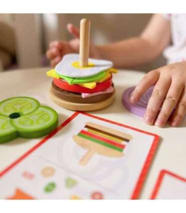 WOOPIE GREEN puidust burger-restoran pusle lastele, 15 osa. FSC-sertifikaat