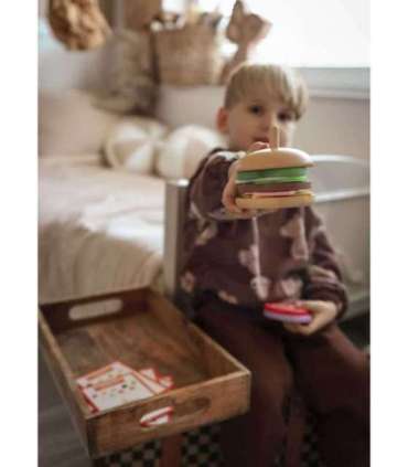 WOOPIE GREEN puidust burger-restoran pusle lastele, 15 osa. FSC-sertifikaat