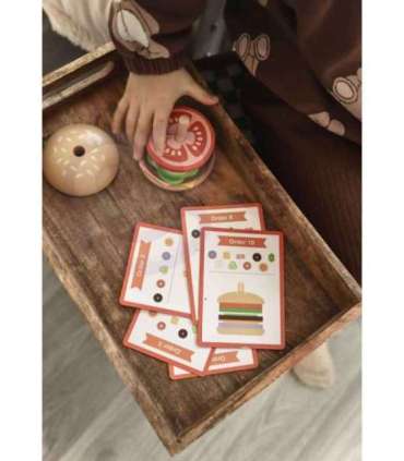 WOOPIE GREEN puidust burger-restoran pusle lastele, 15 osa. FSC-sertifikaat