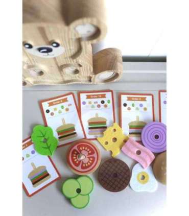 WOOPIE GREEN puidust burger-restoran pusle lastele, 15 osa. FSC-sertifikaat