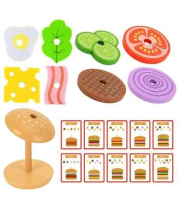 WOOPIE GREEN puidust burger-restoran pusle lastele, 15 osa. FSC-sertifikaat