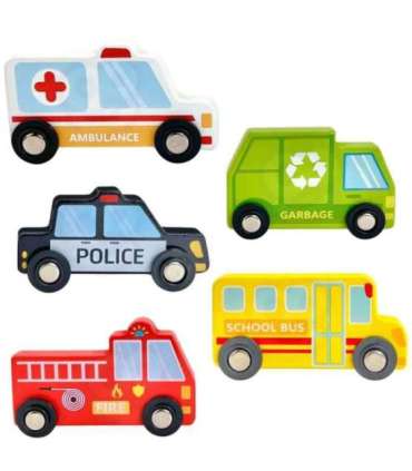 WOOPIE GREEN kuubikute pusle — linn, sõidukid karpides + figuurid, 10 osa