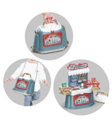 WOOPIE Väikese Arsti komplekt, 3-ühes kohver/kott, 21 osa.