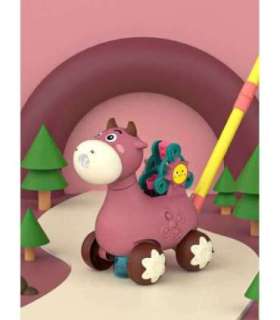 WOOPIE каталка-коровка для толкания со звуком и мыльными пузырями — розовая