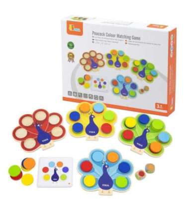 VIGA puidust mäng Sobita värvid Paabulinnu saba Montessori + kaardid