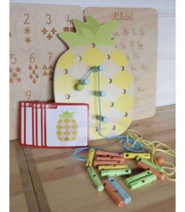 CLASSIC WORLD puidust nöörimiseks mõeldud ananassikujulised tihvtid, 21 tk.